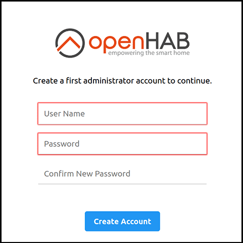 The openHAB Dashboard page
